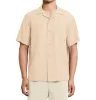 Camp Collar Linen Shirt in Peach sold by Airthreads