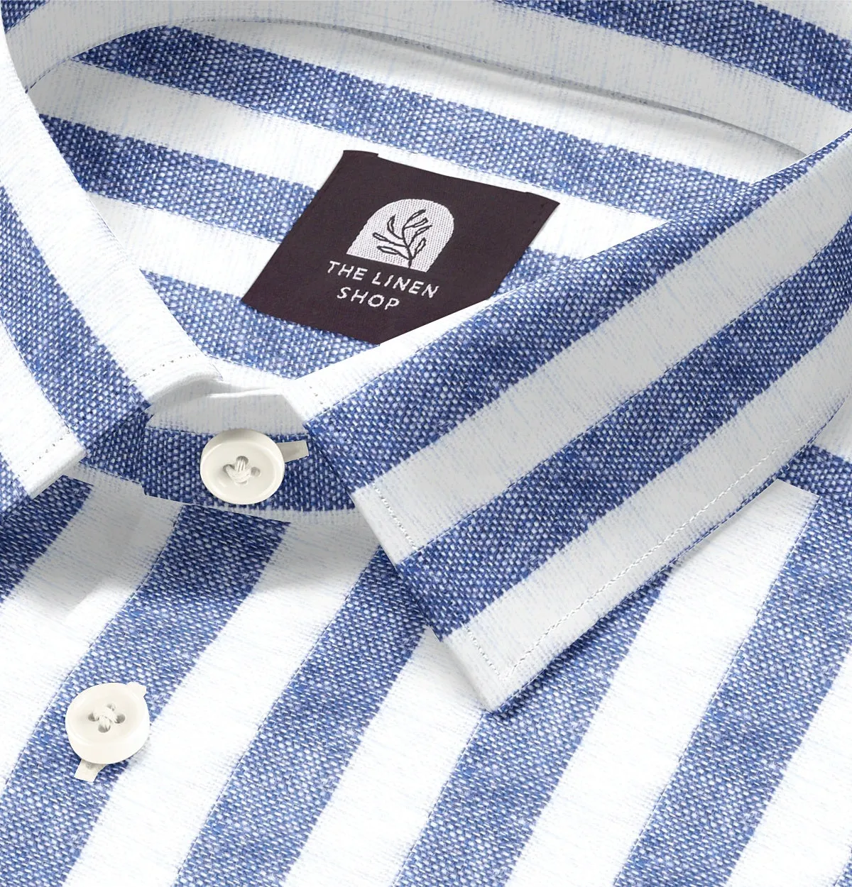 Cotton-Linen - Short Sleeve - Blue and White Stripe sold by Airthreads product image thumbnail 2