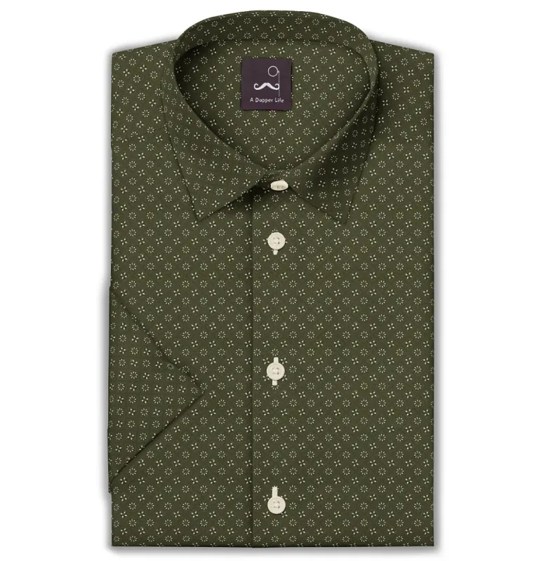 Pure Cotton - Short Sleeve- Olive Floral Medley sold by Airthreads