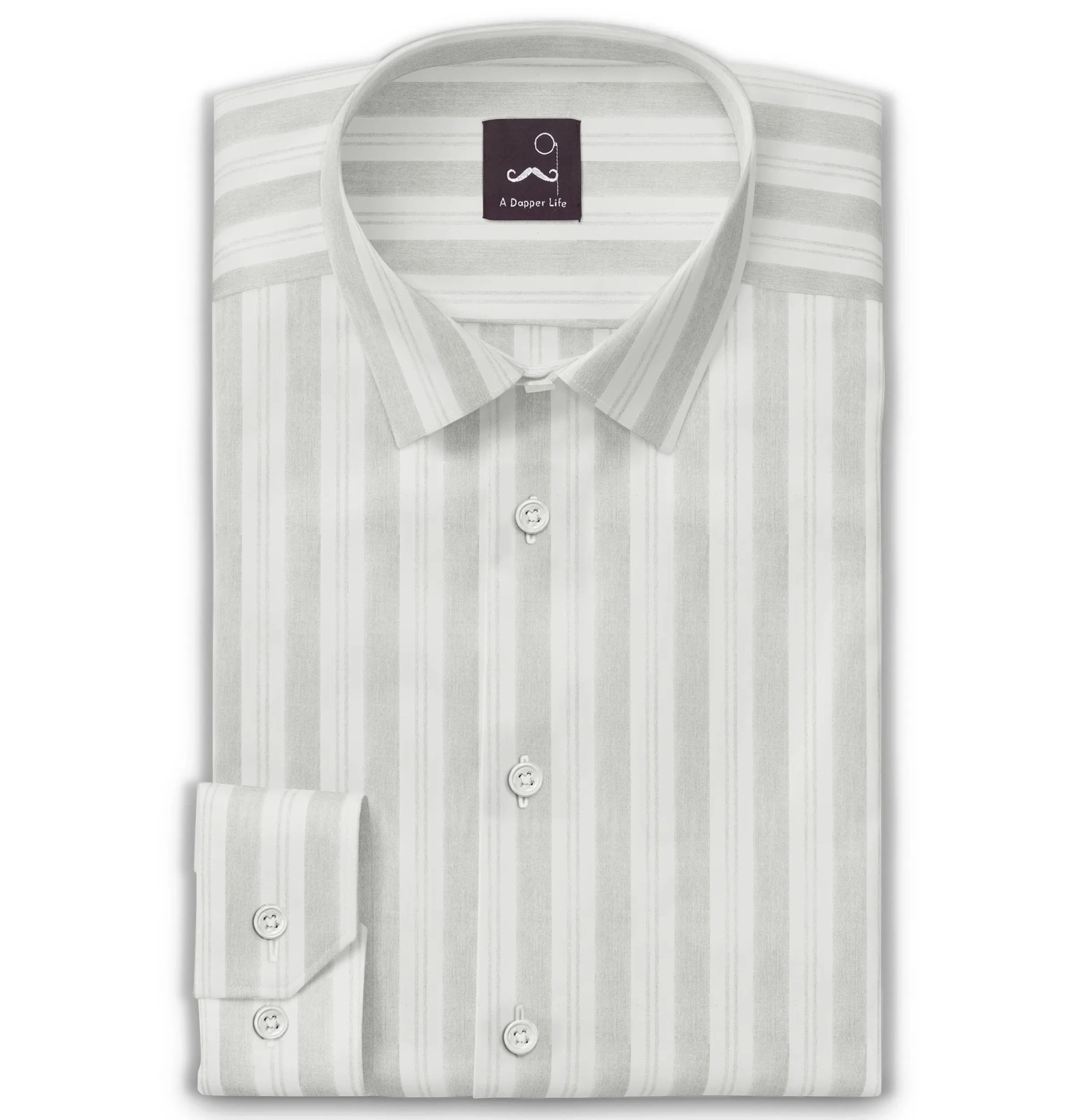 Pure Cotton - Long Sleeve - Gray Stripe Print sold by Airthreads