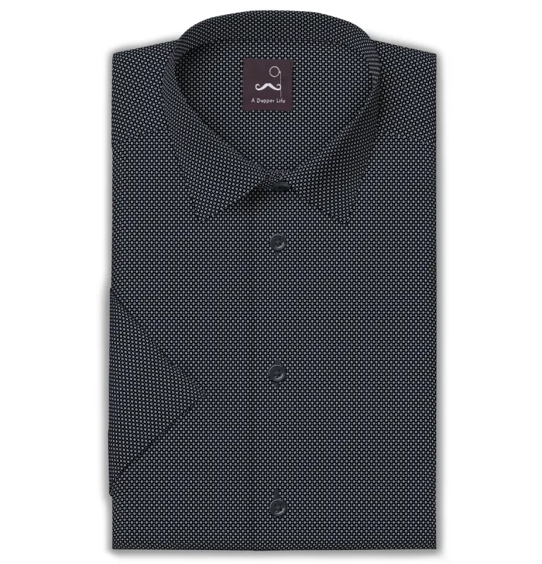 Pure Cotton Poplin - Short Sleeve - Black Color Print sold by Airthreads