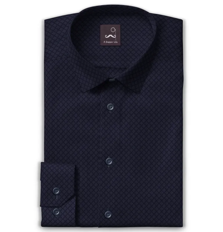Pure Cotton - Long Sleeve - Navy Diagonal Print sold by Airthreads
