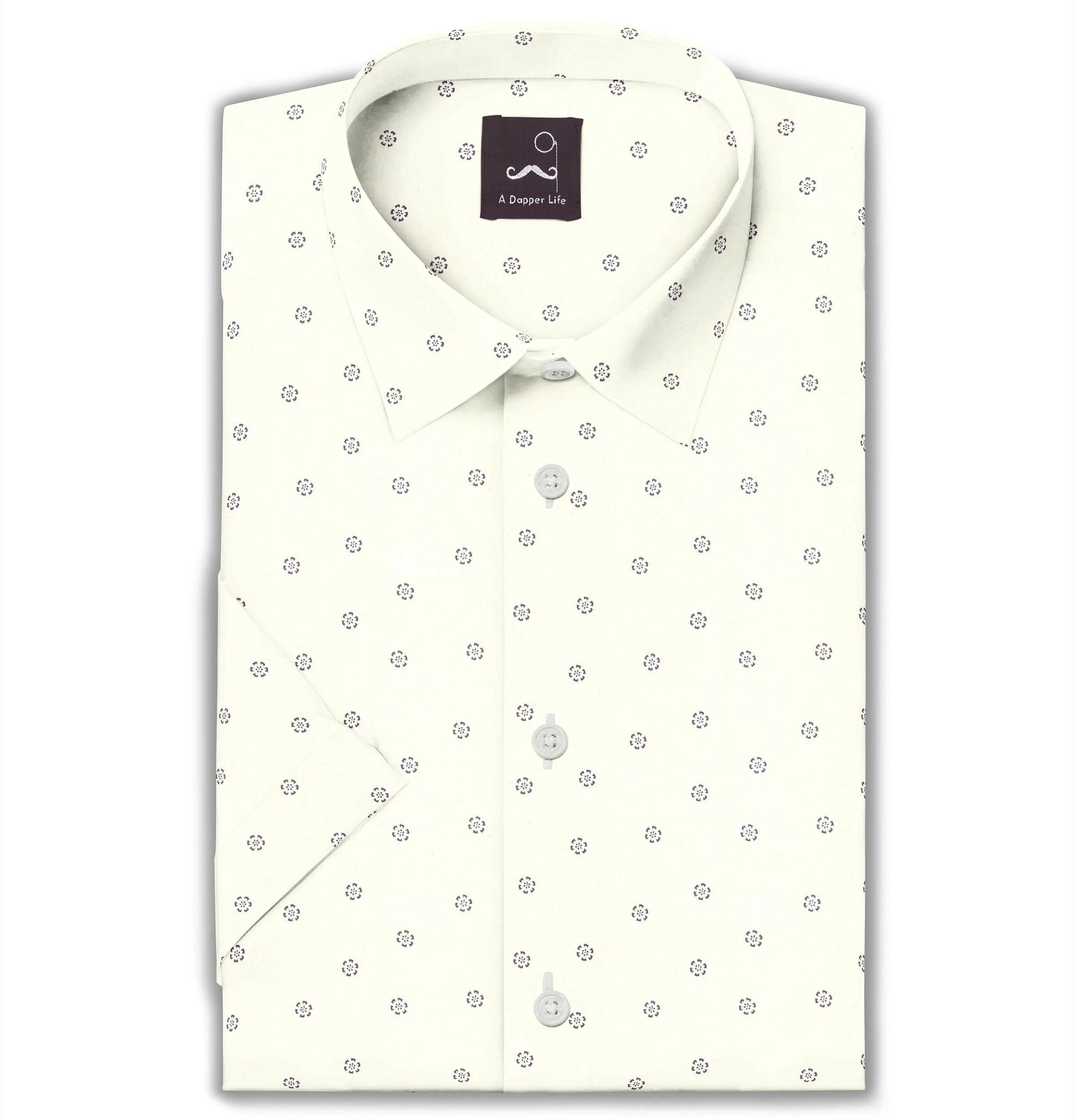 Pure Cotton - Short Sleeve - Cream Floral Print sold by Airthreads