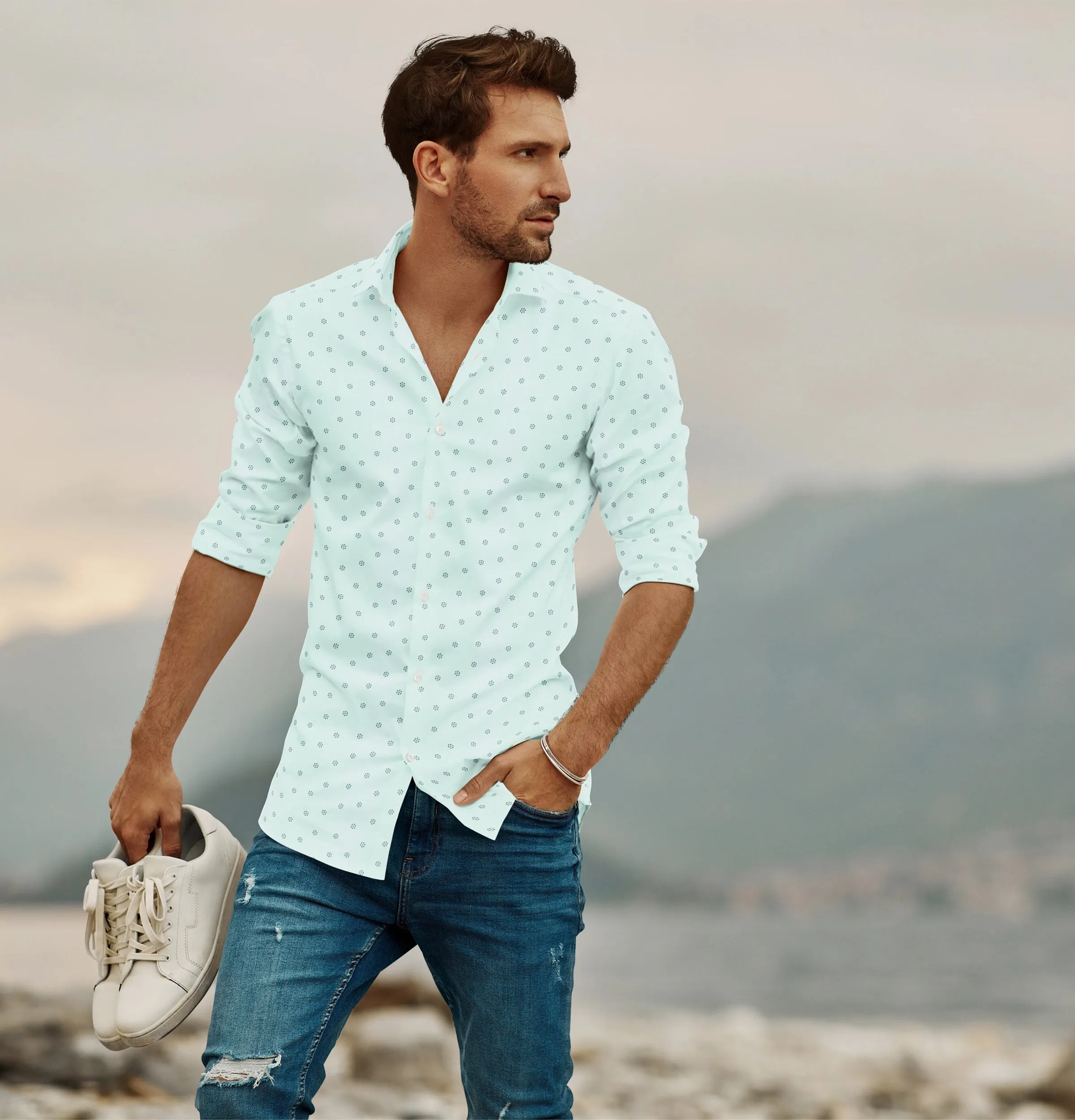 Pure Cotton - Long Sleeve - Mint Floral Print sold by Airthreads product image thumbnail 4