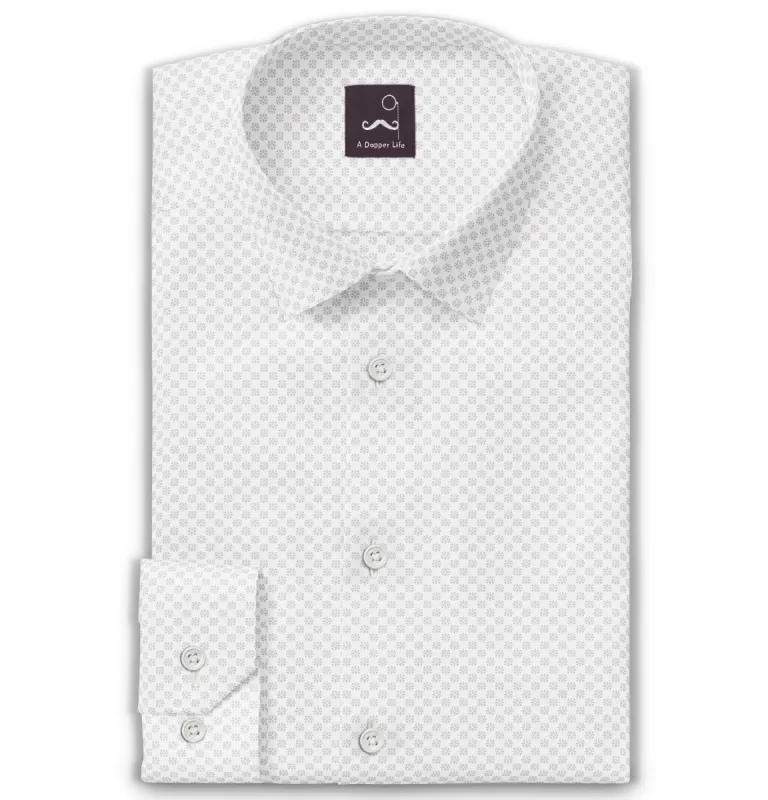 Pure Cotton - Long Sleeve - White with Gray Discs sold by Airthreads