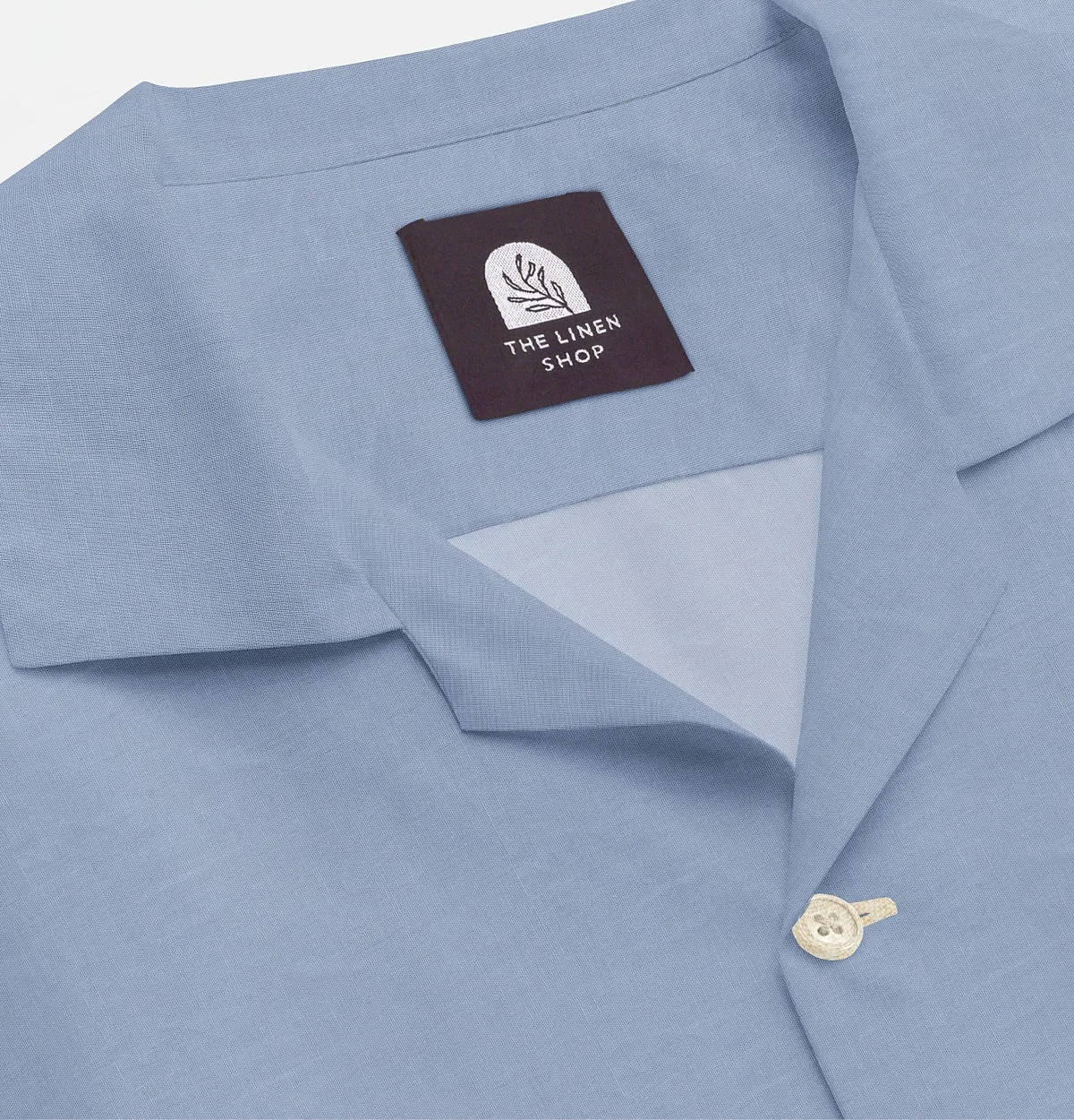 Cotton Linen - Camp Collar - Short Sleeve - Dusty Blue sold by Airthreads product image thumbnail 2