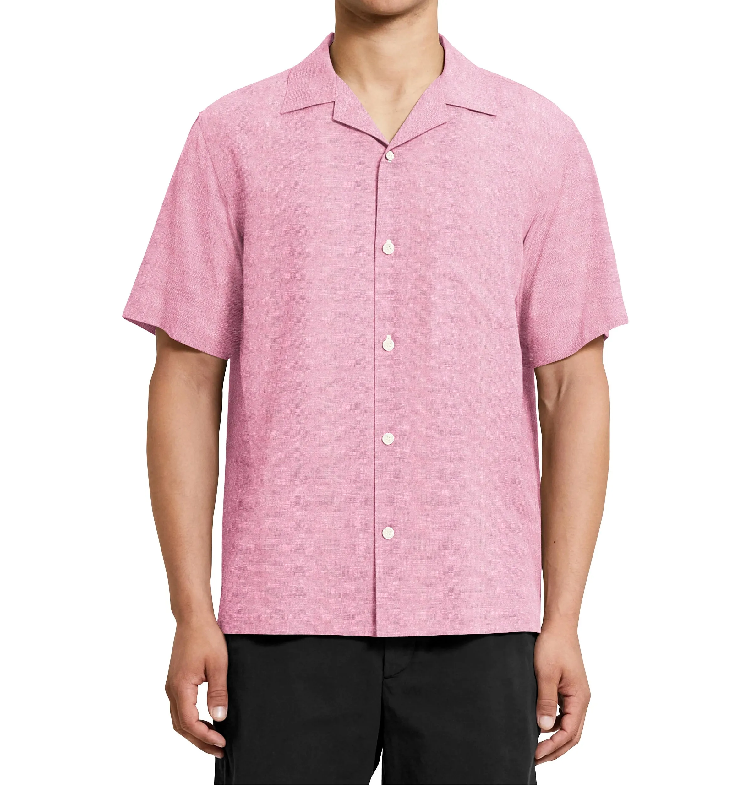 Camp Collar Linen Shirt in Pink sold by Airthreads product image thumbnail 4