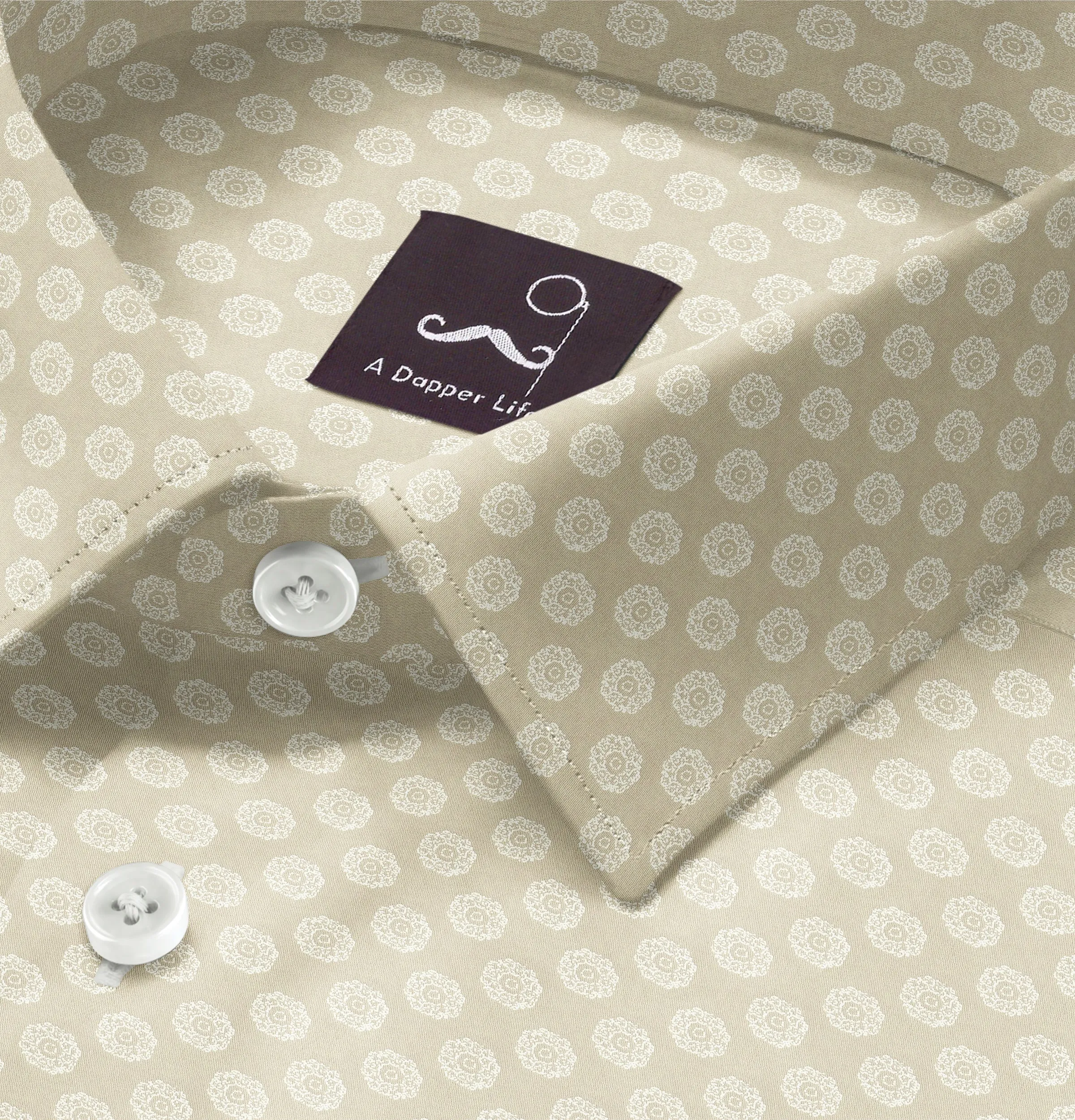 Pure Cotton - Short Sleeve - Light Khaki with Rosettes sold by Airthreads product image thumbnail 2