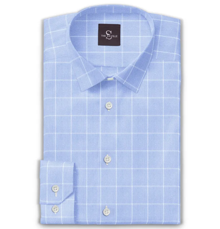 Wrinkle-free Blue Box Checks - Long Sleeve sold by Airthreads