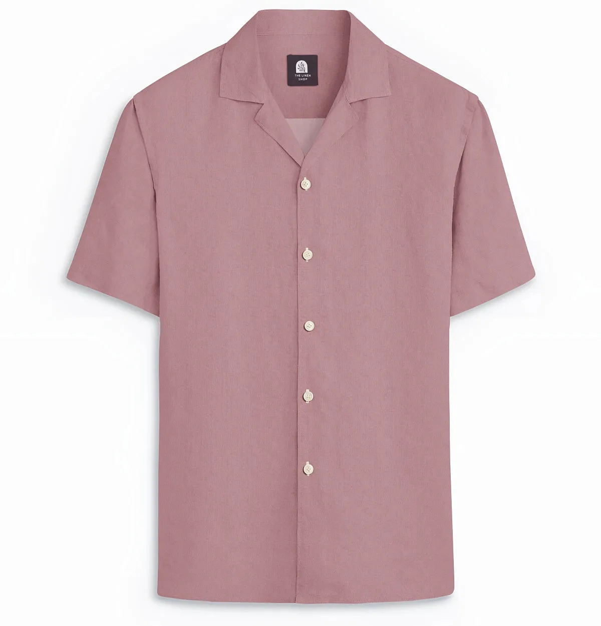 Cotton Linen - Camp Collar - Short Sleeve - Dusty Pink sold by Airthreads