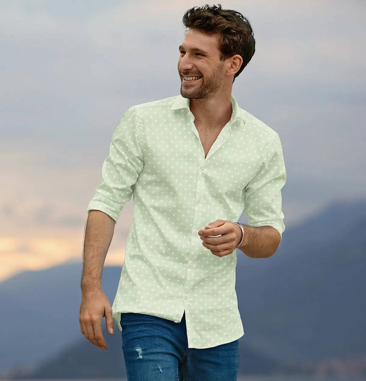 Pure Cotton - Long Sleeve - Spring Mint Diamond sold by Airthreads product image thumbnail 3