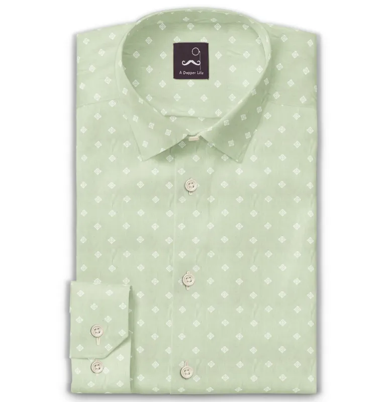 Pure Cotton - Long Sleeve - Spring Mint Diamond sold by Airthreads