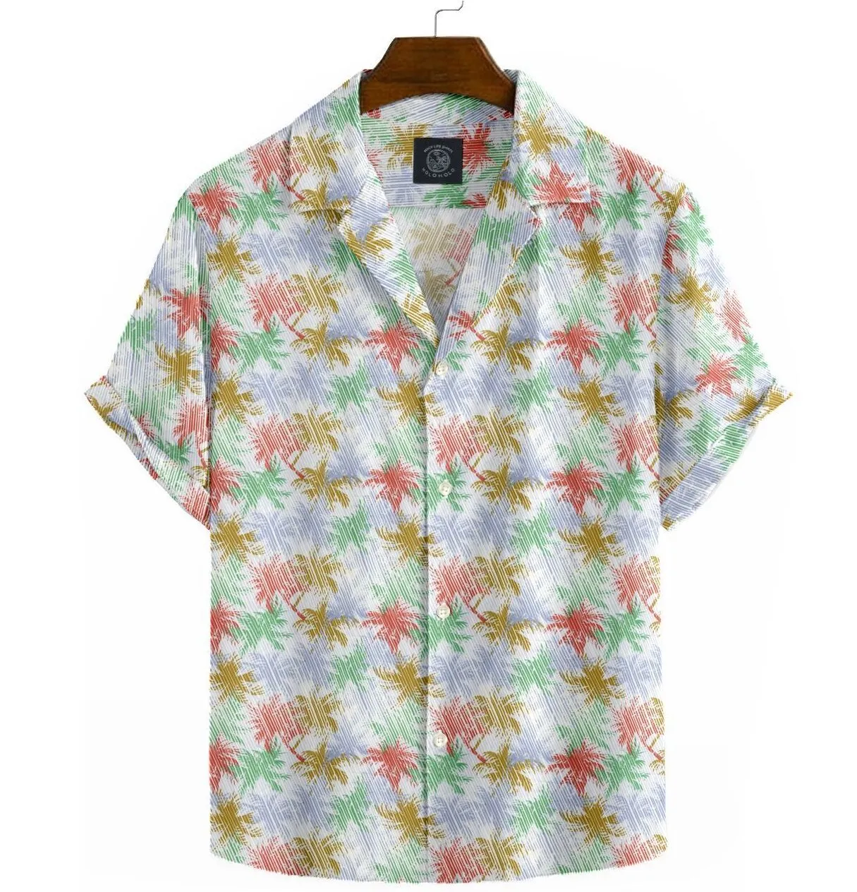 Cotton - Camp Collar Shirt - Palm Trees sold by Airthreads