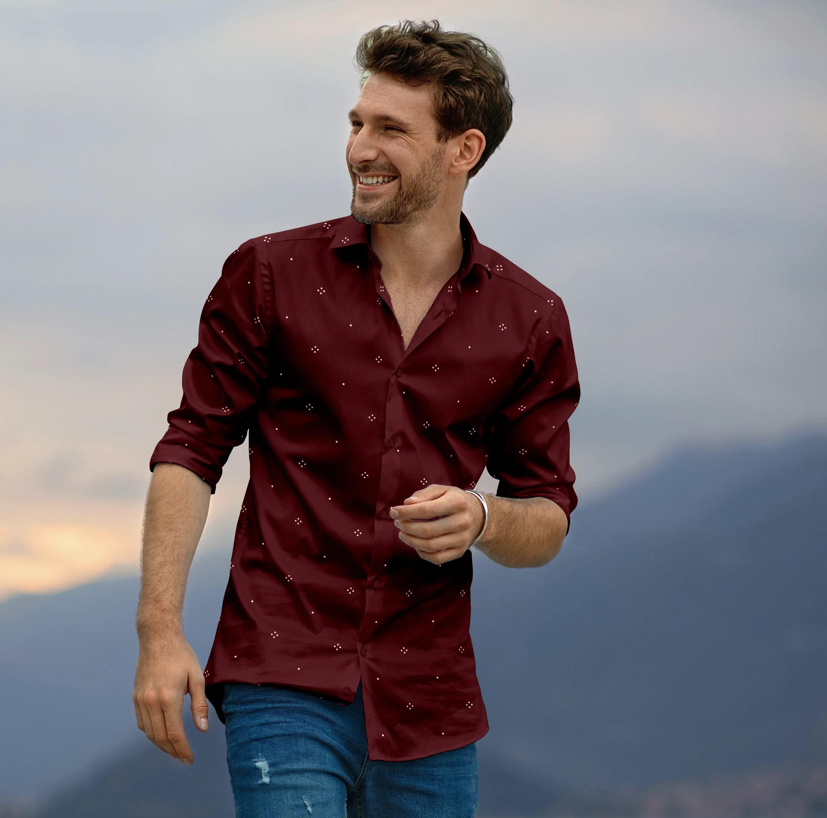 Merlot - Long Sleeve 100% Cotton Shirt sold by Airthreads product image thumbnail 3