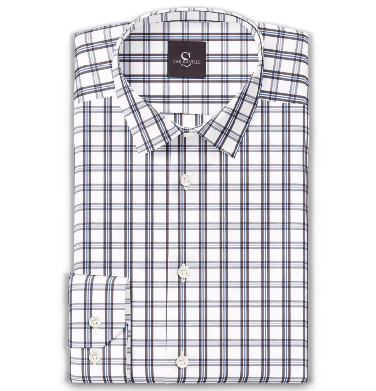 Wrinkle-free Black and Blue Checks - Long Sleeve sold by Airthreads