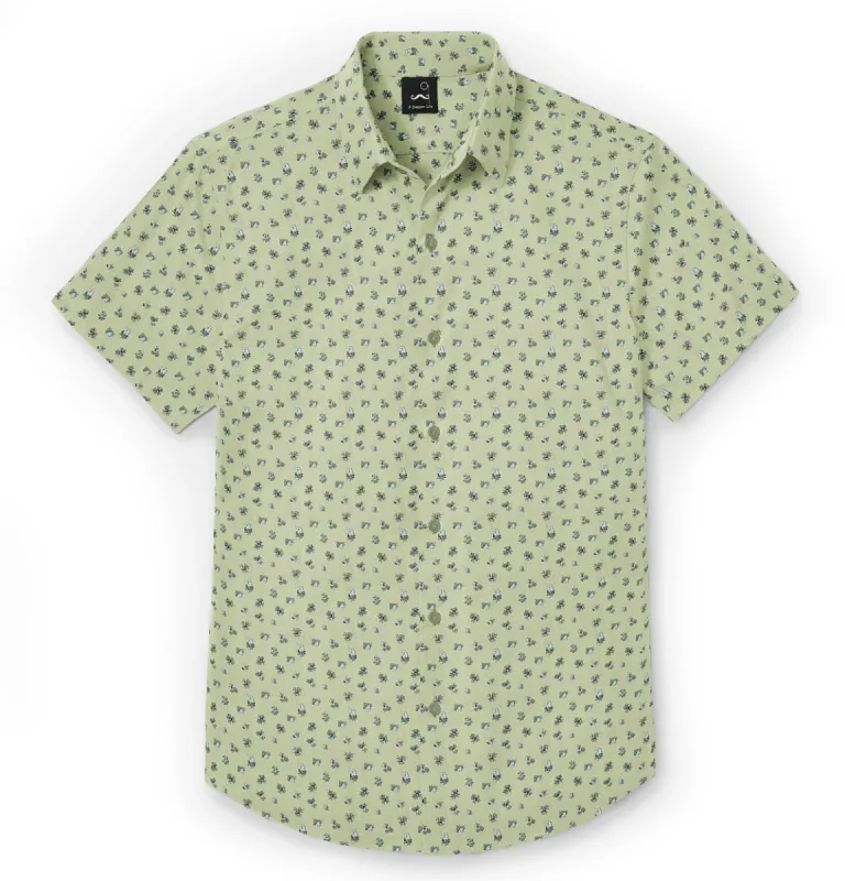 Pure Cotton - Short Sleeve- Green Blossom sold by Airthreads