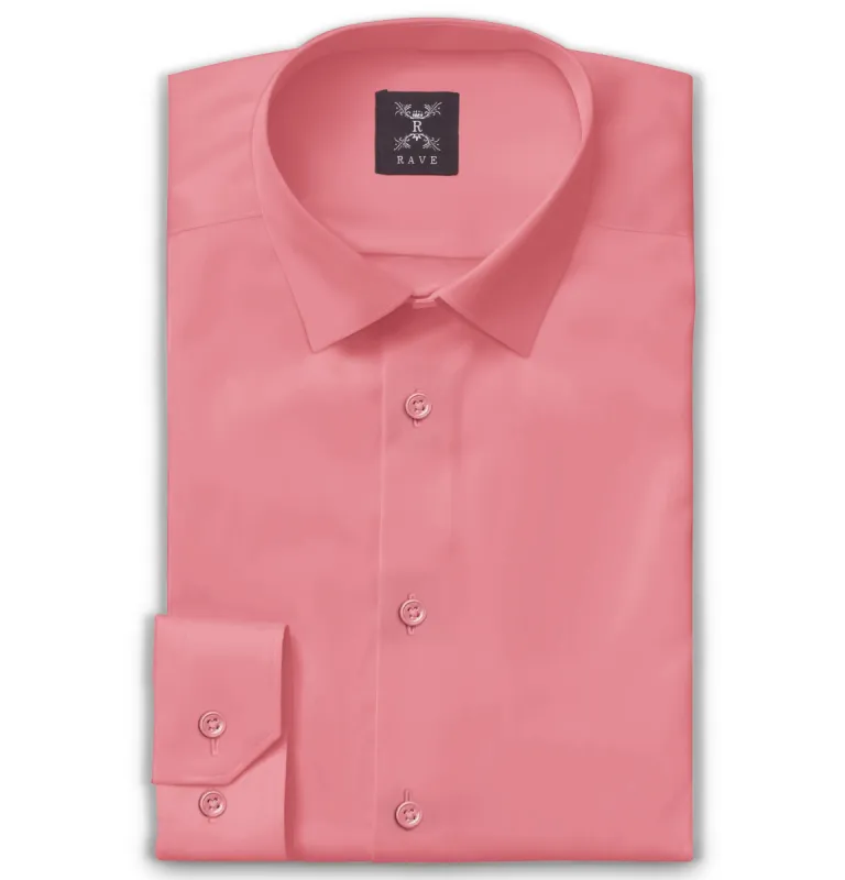 Wrinkle-resistant Cotton-Lycra Shirt - Coral - Long Sleeve sold by Airthreads