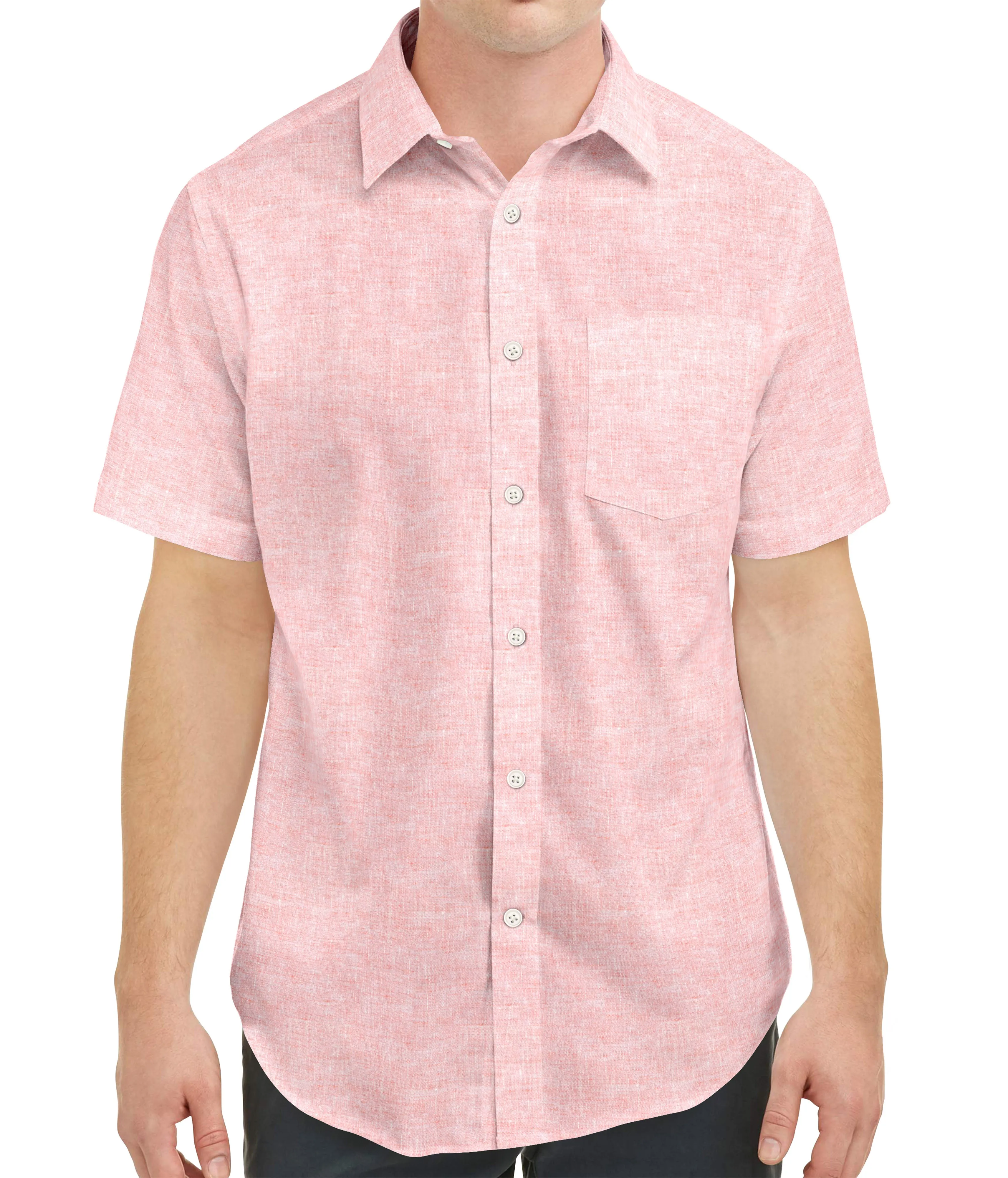 Short Sleeve Linen Shirt in Peach sold by Airthreads product image thumbnail 3