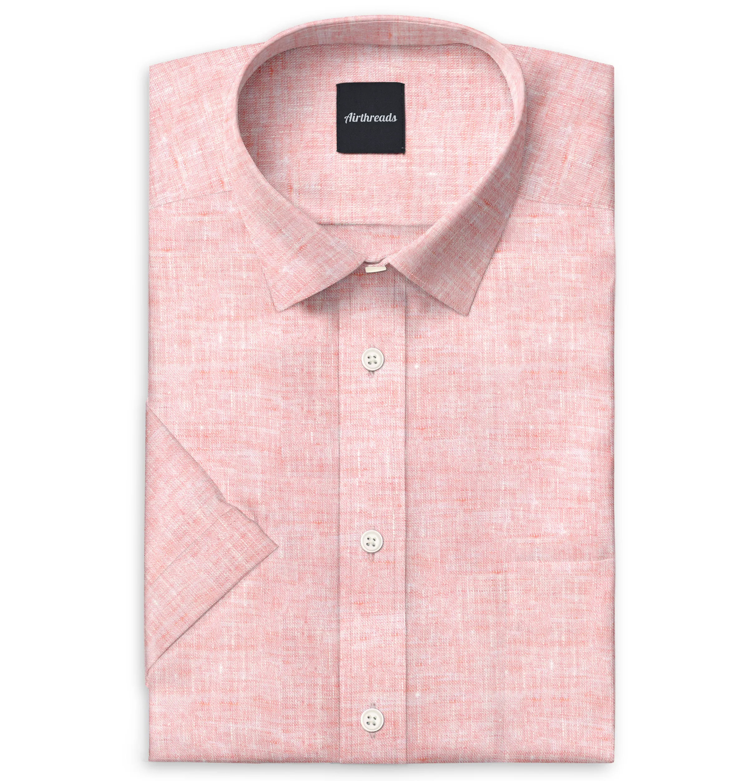 Short Sleeve Linen Shirt in Peach sold by Airthreads