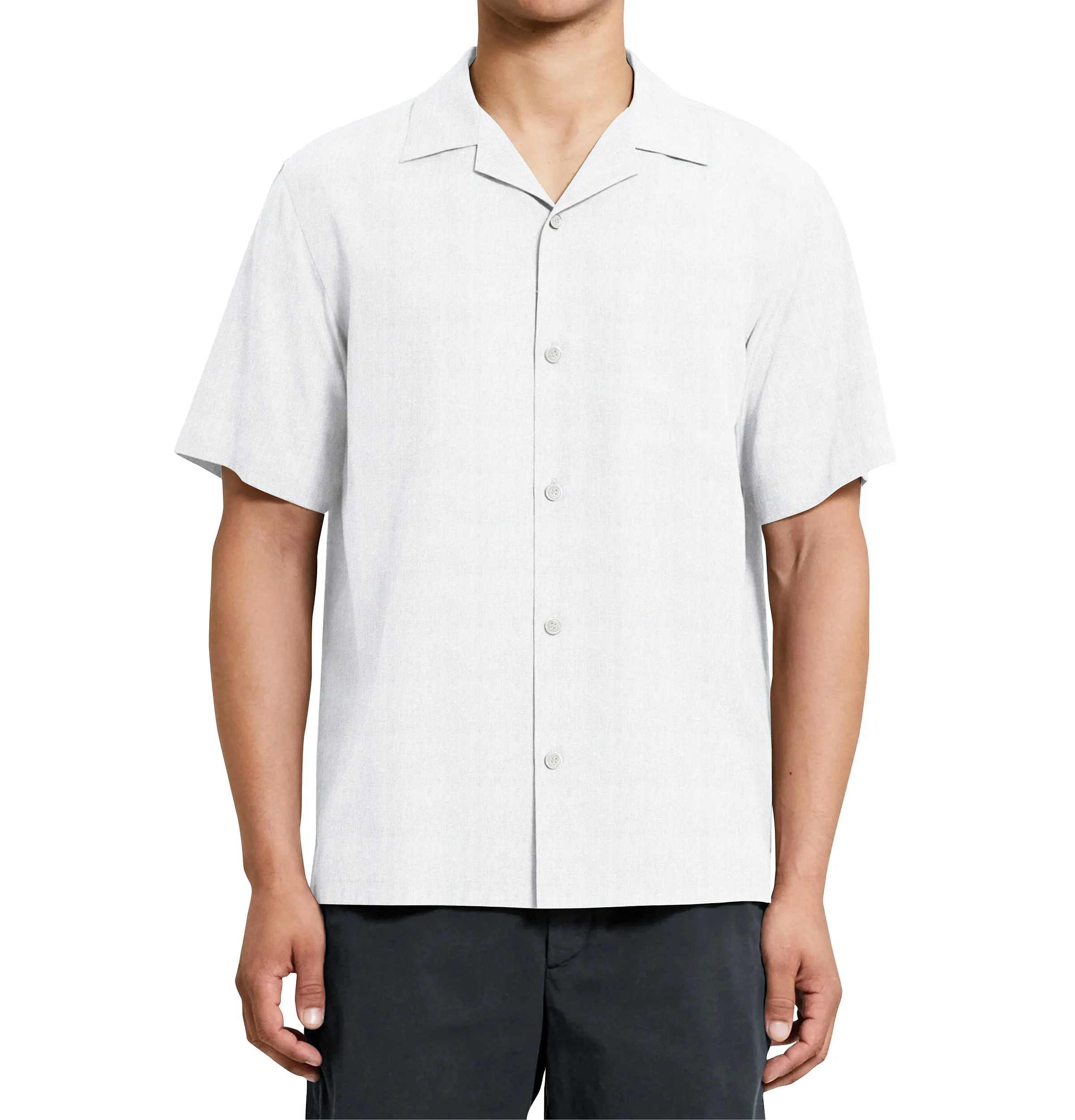 Camp Collar Linen Shirt in White sold by Airthreads product image thumbnail 4