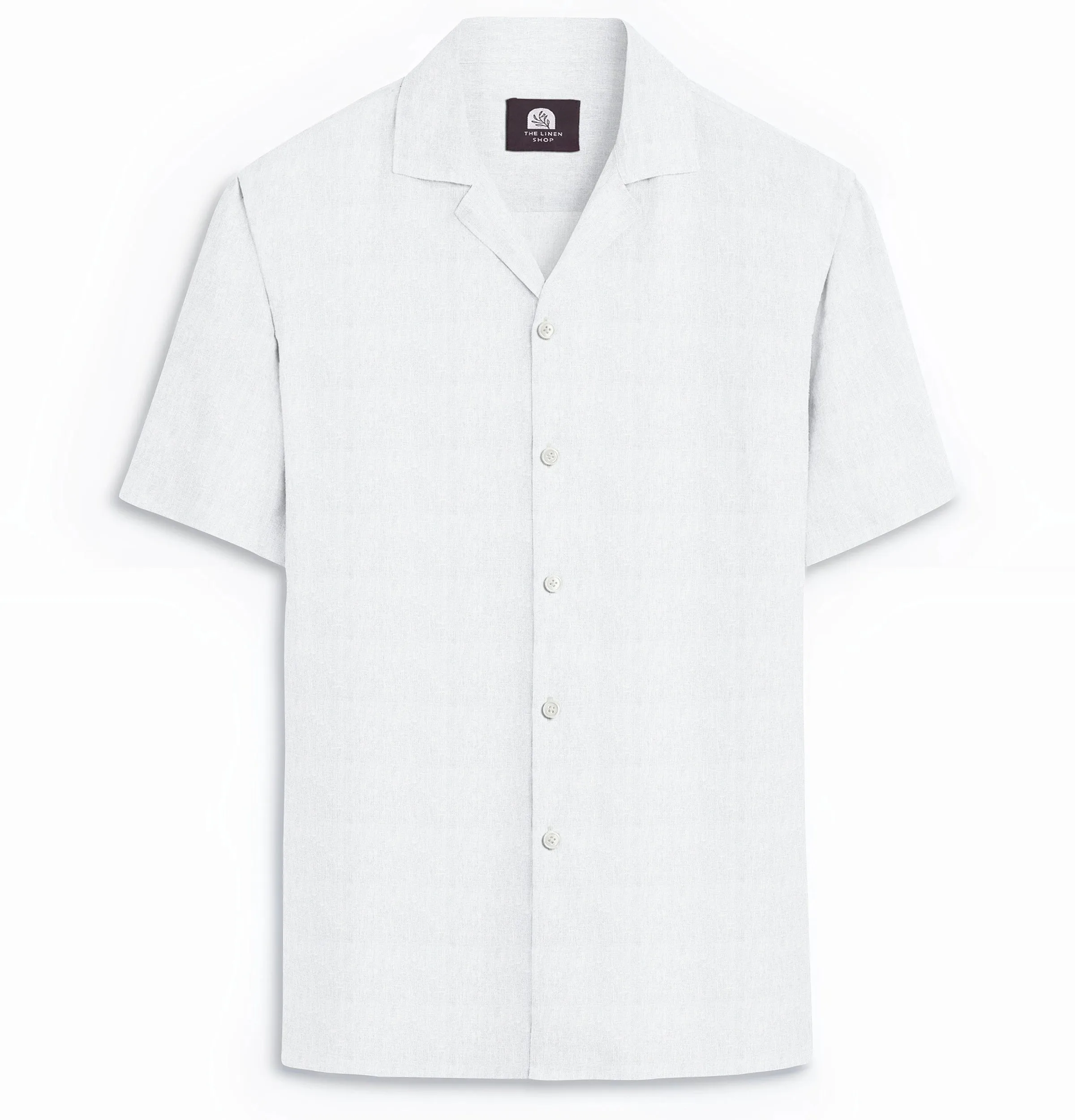 Camp Collar Linen Shirt in White sold by Airthreads