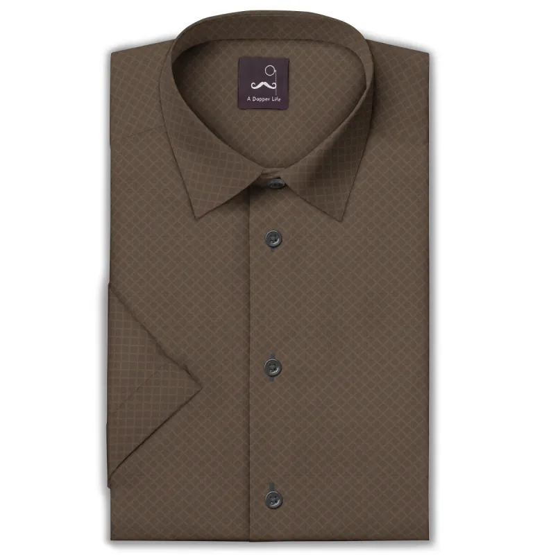 Pure Cotton - Short Sleeve - Brown Diagonal Print sold by Airthreads