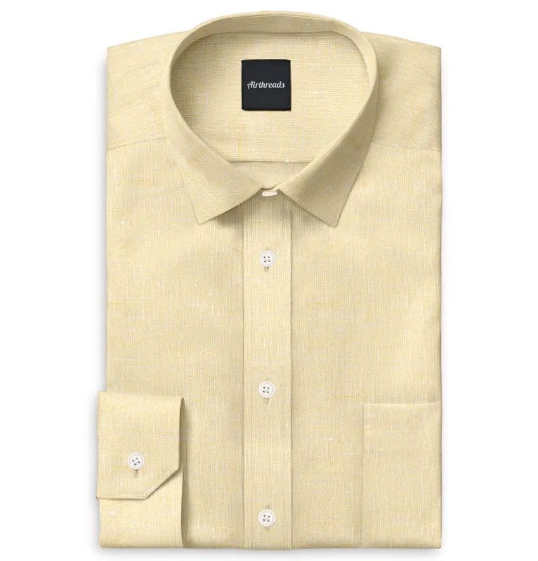 Long Sleeve Linen Shirt in Mustard sold by Airthreads