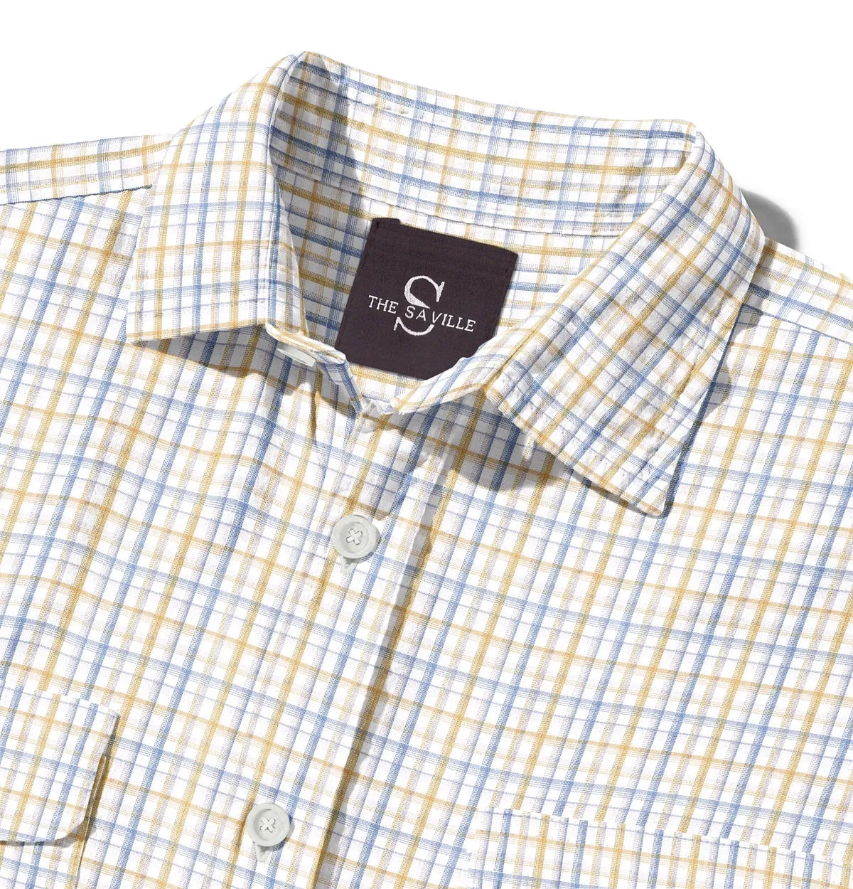 Wrinkle-free Yellow and Blue Checks - Double Pocket - Long Sleeve sold by Airthreads product image thumbnail 2