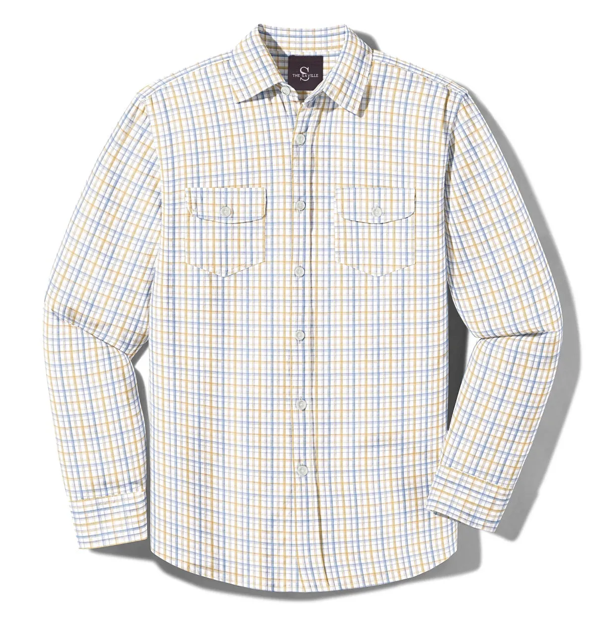 Wrinkle-free Yellow and Blue Checks - Double Pocket - Long Sleeve sold by Airthreads product image thumbnail 3