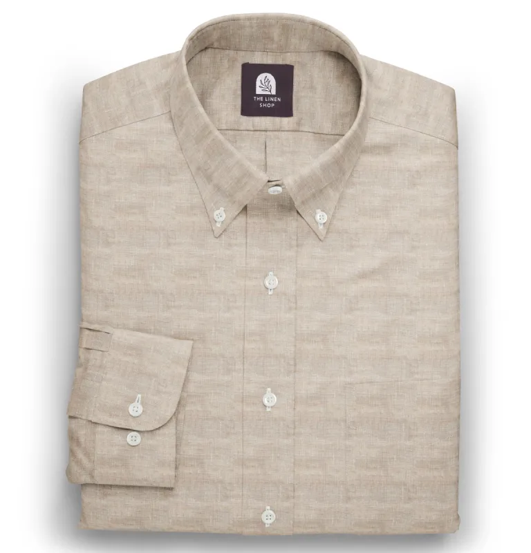Pure Linen Button-Down - Long Sleeve - Tan sold by Airthreads