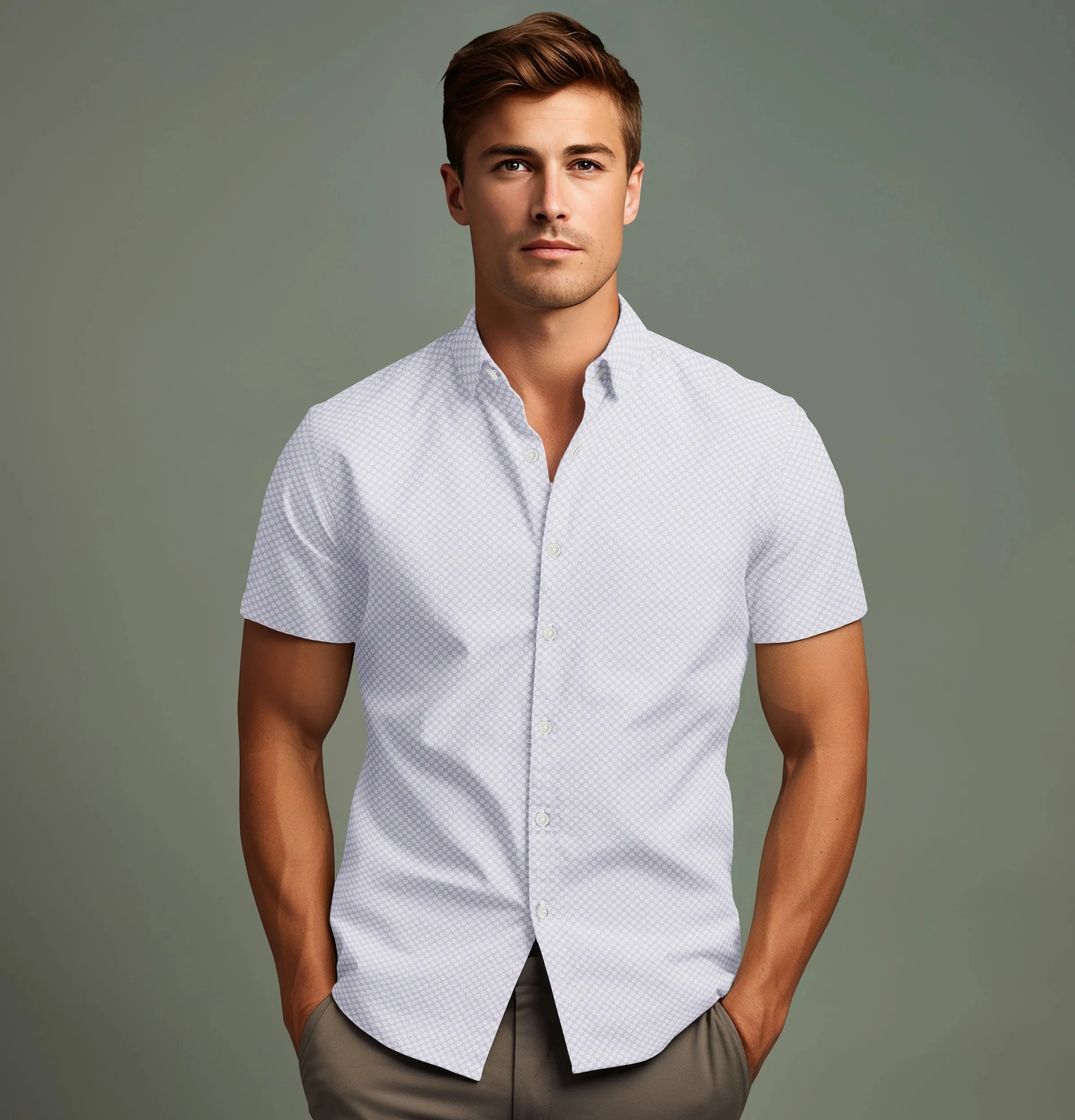 Pure Cotton - Short Sleeve - Gray with Discs sold by Airthreads product image thumbnail 3