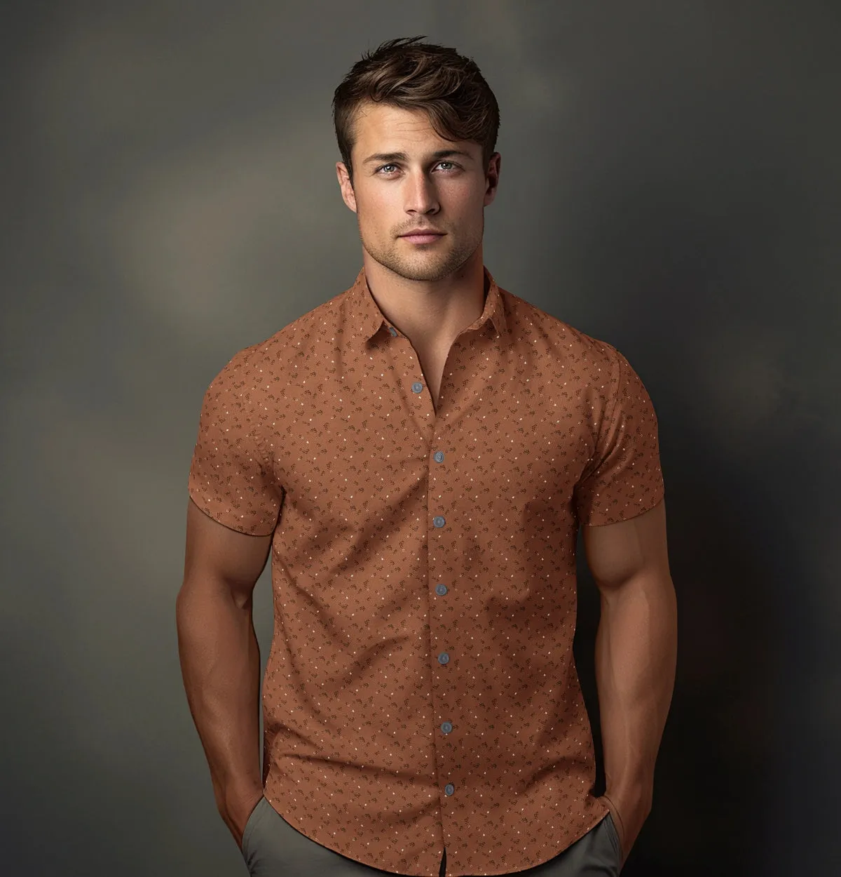 Pure Cotton - Short Sleeve - Brick Floral sold by Airthreads product image thumbnail 4