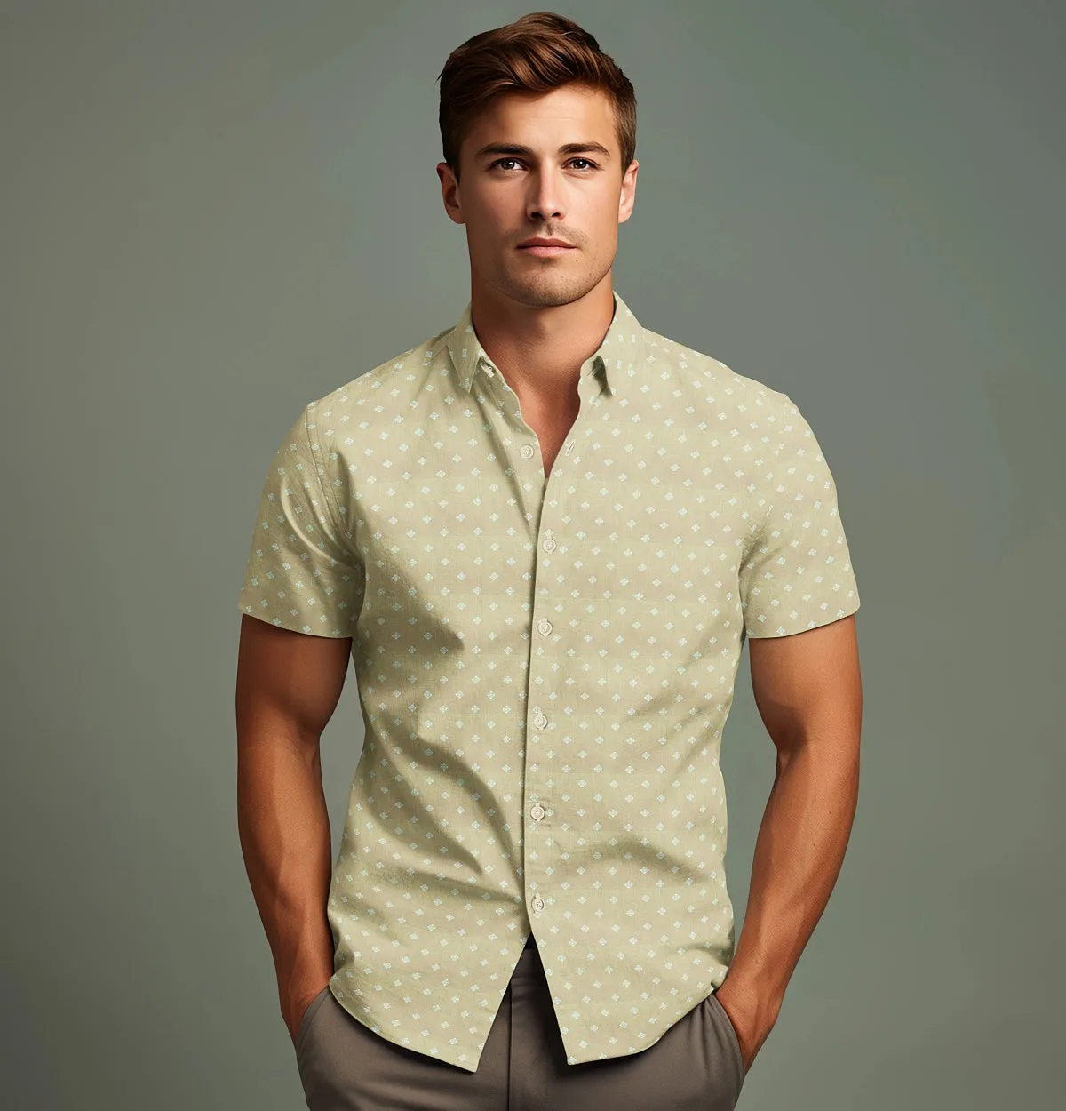 Pure Cotton - Short Sleeve- Harvest Beige Diamond sold by Airthreads product image thumbnail 4