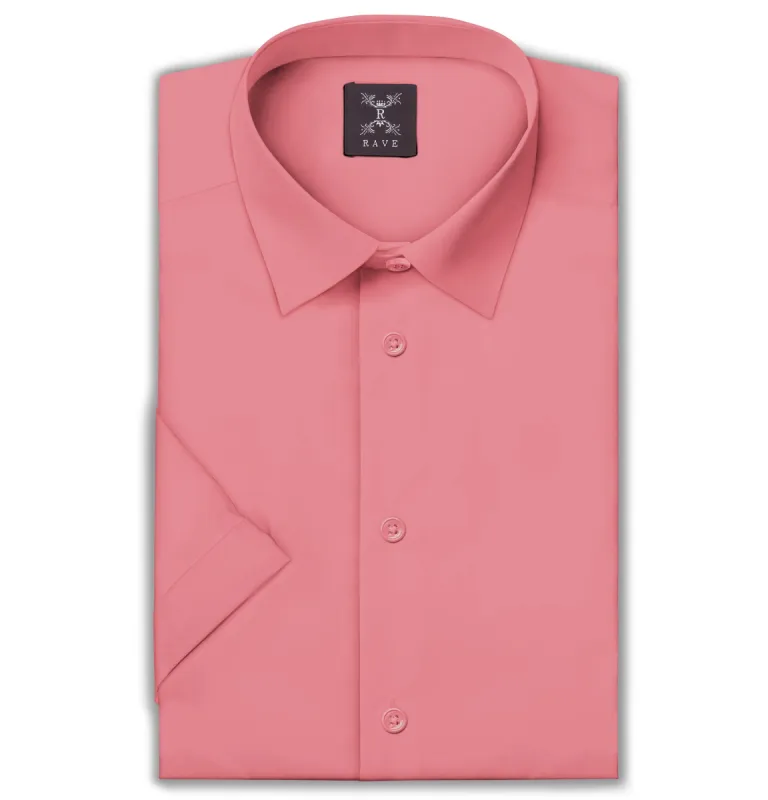Wrinkle-resistant Cotton-Lycra Shirt - Coral - Short Sleeve sold by Airthreads