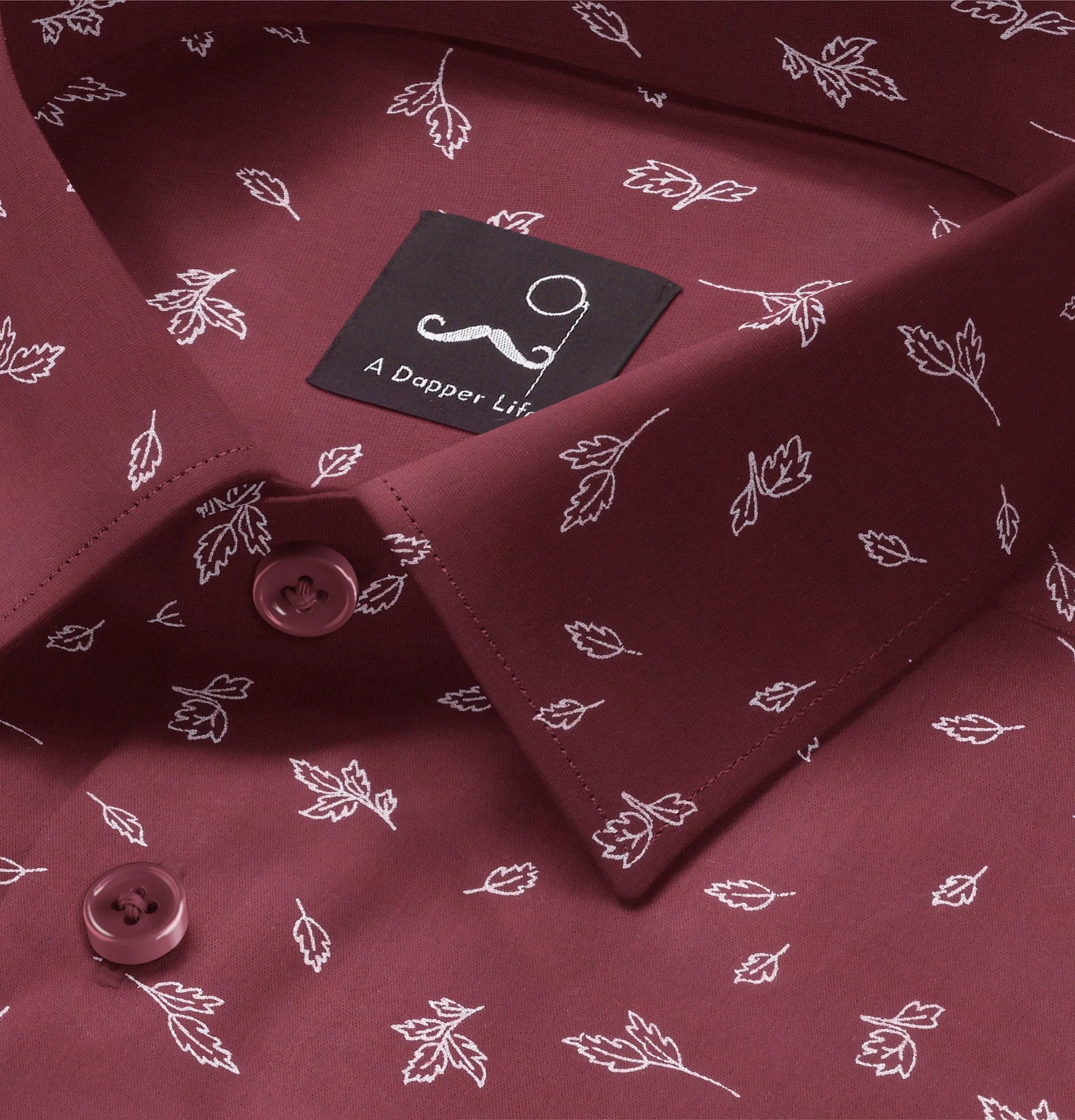 Pure Cotton - Short Sleeve - Maroon with Leaves sold by Airthreads product image thumbnail 2
