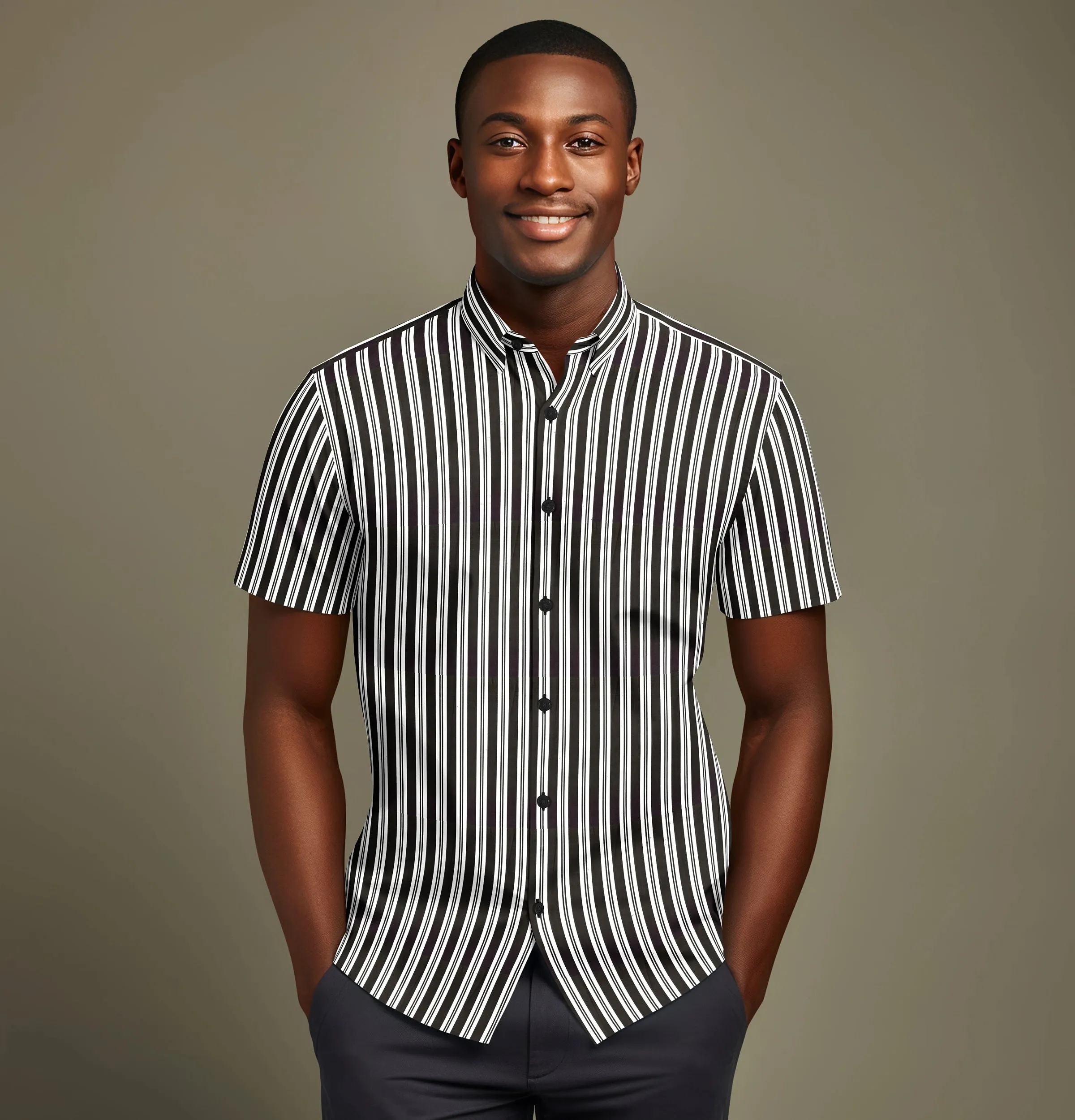 Pure Cotton - Short Sleeve - Black Stripe Print sold by Airthreads product image thumbnail 5