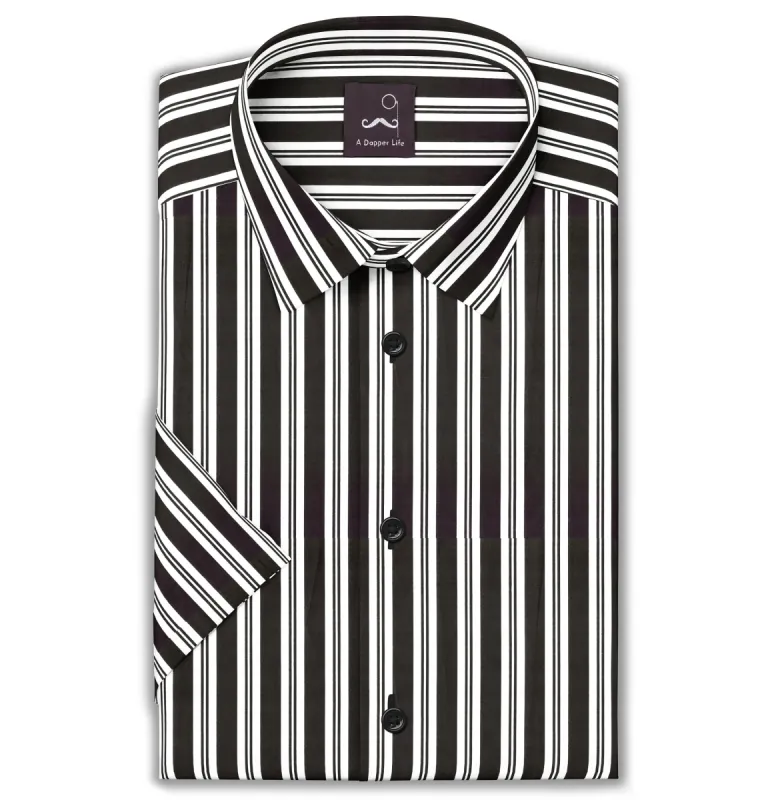 Pure Cotton - Short Sleeve - Black Stripe Print sold by Airthreads