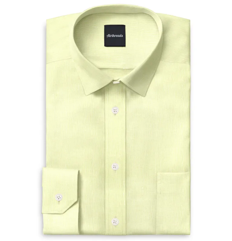 Long Sleeve Linen Shirt in Yellow sold by Airthreads