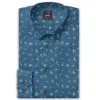 Pure Cotton - Long Sleeve - Teal with Leaves sold by Airthreads