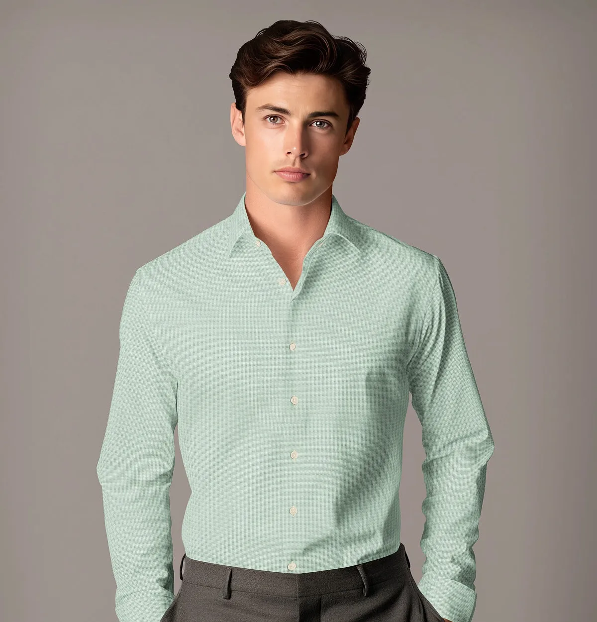 Pure Cotton - Long Sleeve - Mint Houndstooth Print sold by Airthreads product image thumbnail 3