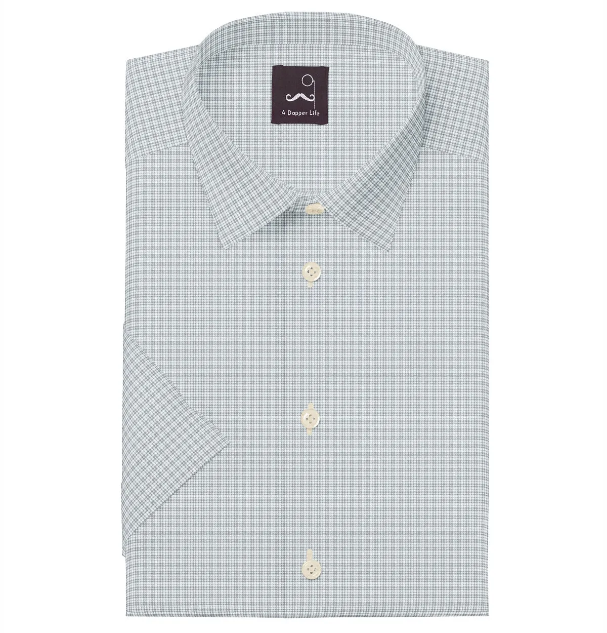 Pure Cotton - Short Sleeve - Gray Houndstooth Print sold by Airthreads