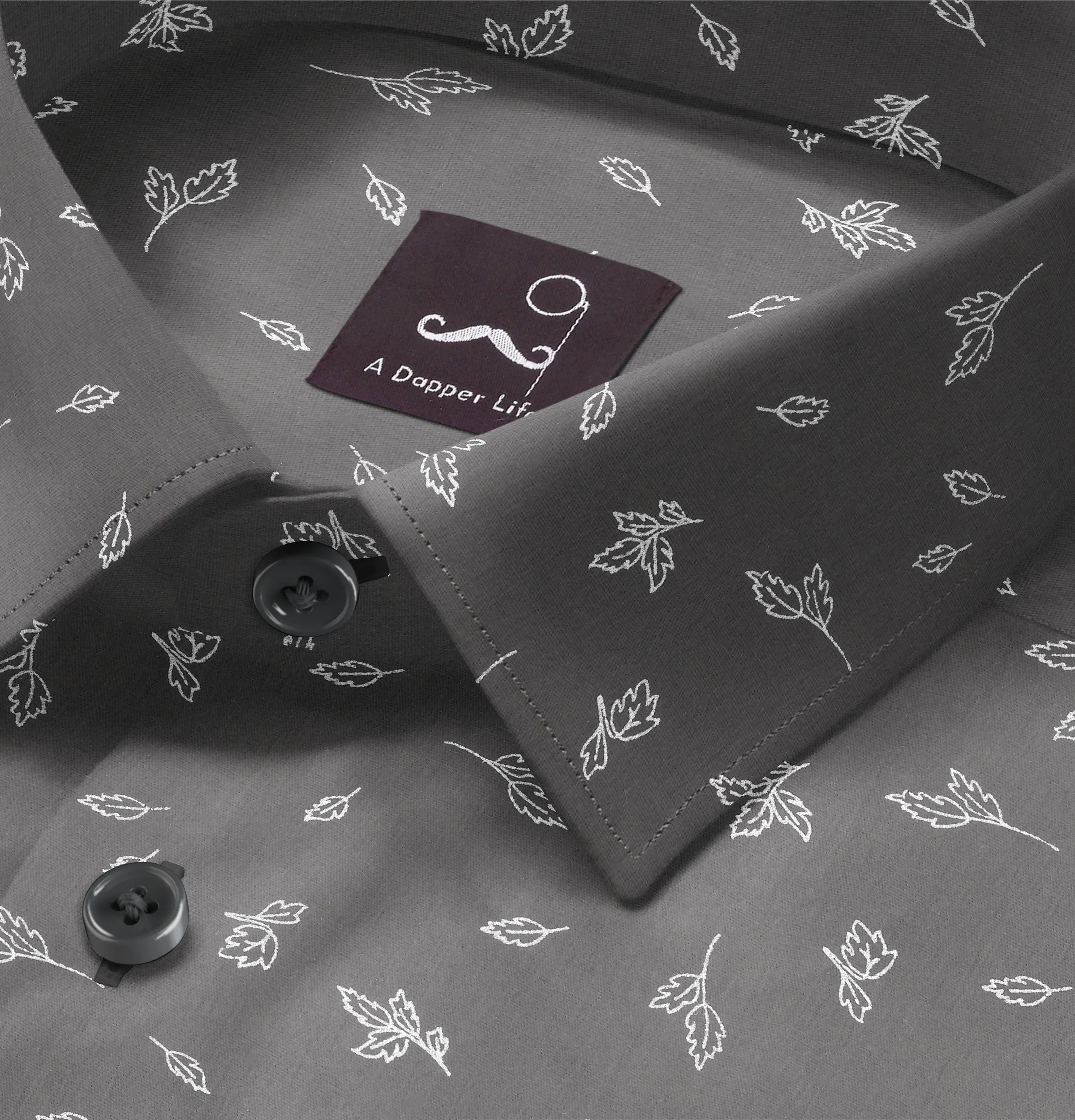 Pure Cotton - Short Sleeve - Brownish Gray with Leaves sold by Airthreads product image thumbnail 2