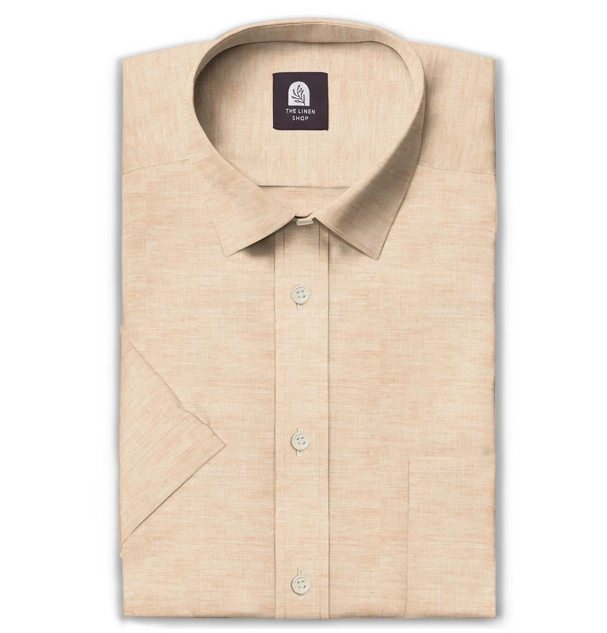 Short Sleeve Linen Shirt in Peach sold by Airthreads