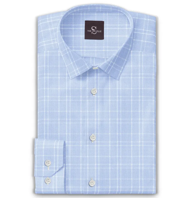 Wrinkle-free Sky Blue with White Checks - Long Sleeve sold by Airthreads