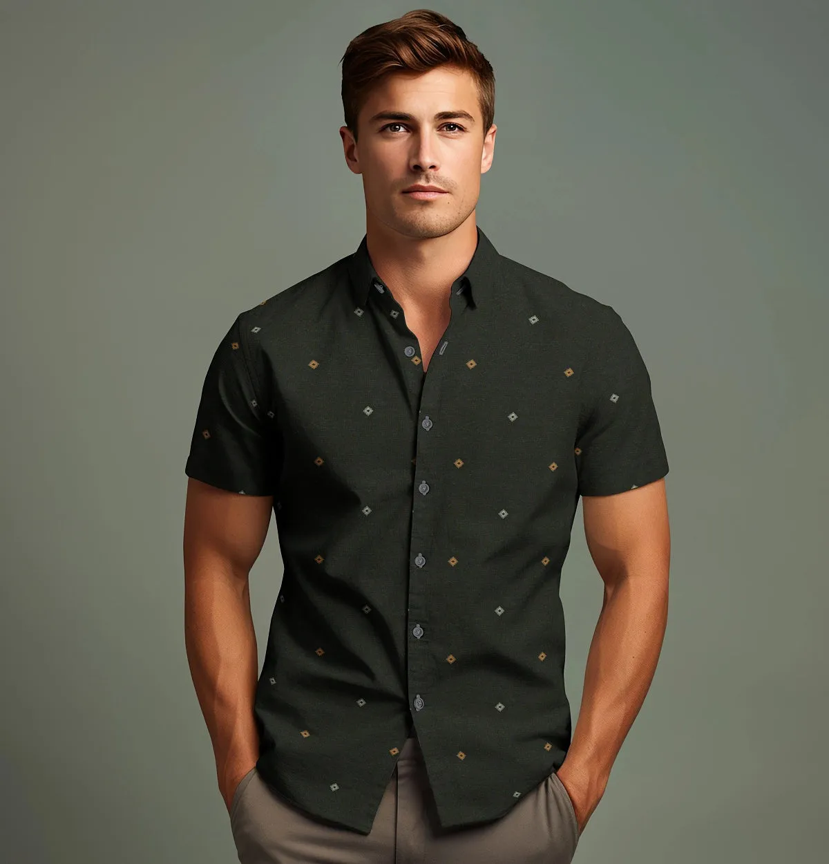 Pure Cotton - Short Sleeve - Olive Diamond sold by Airthreads product image thumbnail 4