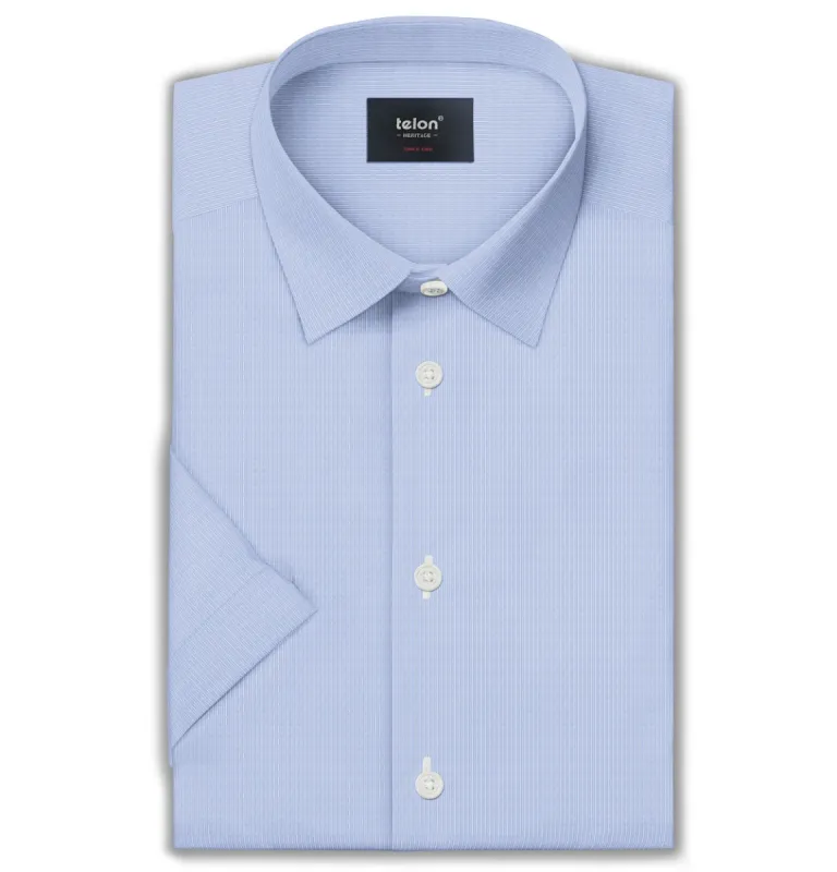 Luxury Pure Cotton - Short Sleeve - Serene Blue Stripe sold by Airthreads