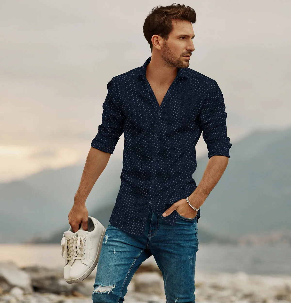 Pure Cotton - Long Sleeve - Navy Petal Dance sold by Airthreads product image thumbnail 4