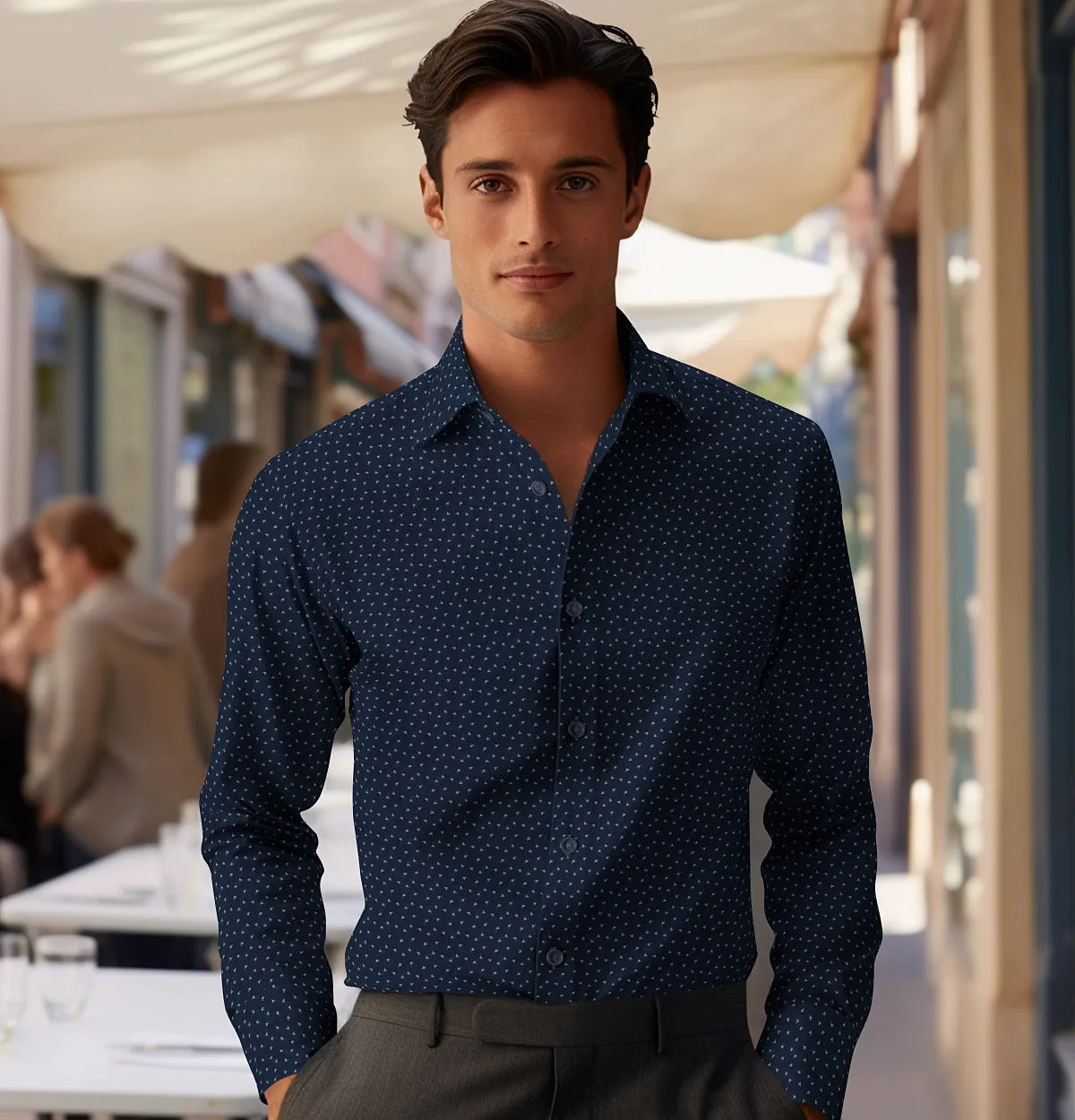 Pure Cotton - Long Sleeve - Navy Petal Dance sold by Airthreads product image thumbnail 3