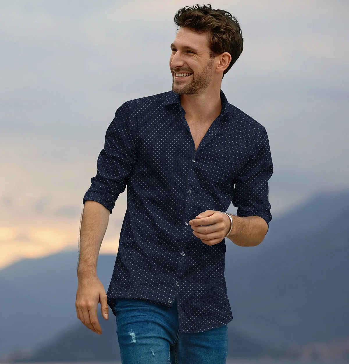 Pure Cotton - Long Sleeve - Navy Snowfall sold by Airthreads product image thumbnail 4