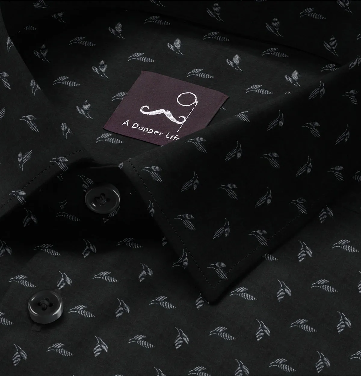 Pure Cotton - Long Sleeve - Midnight Feathery Leaves sold by Airthreads product image thumbnail 2